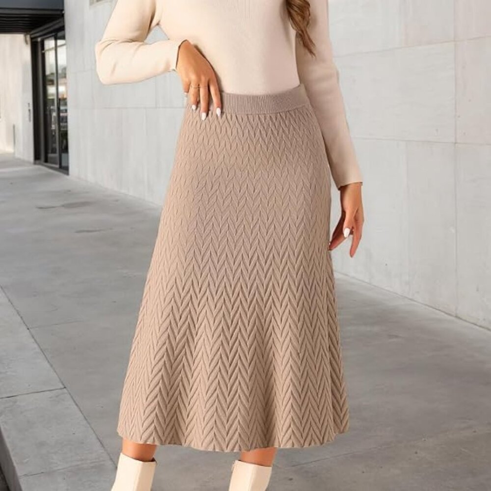 Women's Ribbed Knit A-Line Skirt